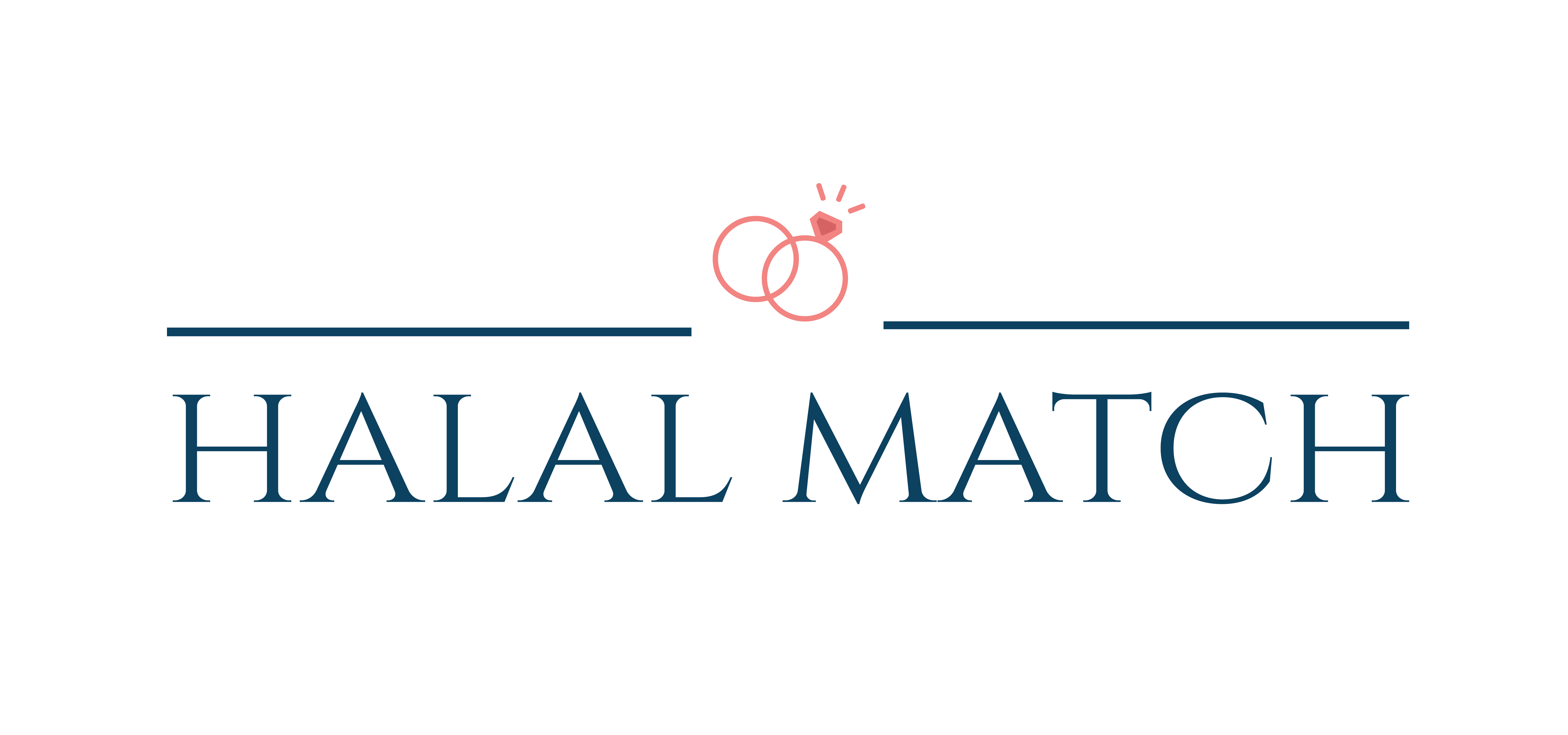 Halal Match logo in blue with pink rings icon.